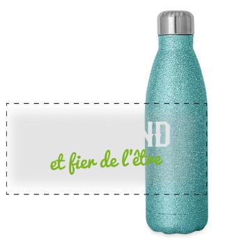 France Normandie Normand et fier de l'être - Gourde isotherme panoramique pailletée 500 ml - paillettes bleues - Devant