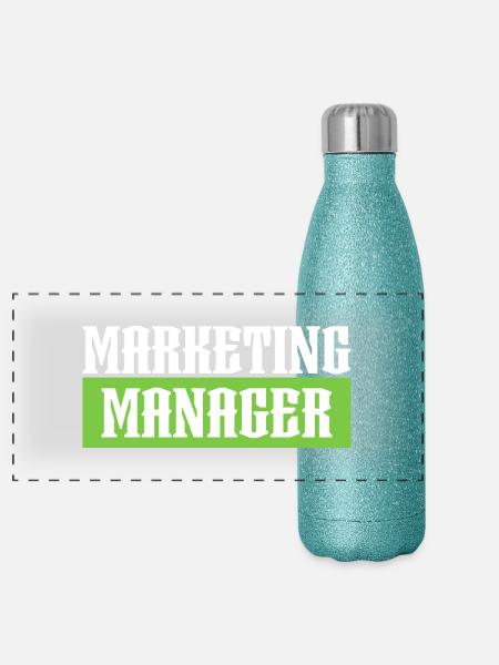Marketing Manager green tshirt schwarz - Panorama Glitzer Isolierflasche 500 ml - Blau Glitzer - Vorne