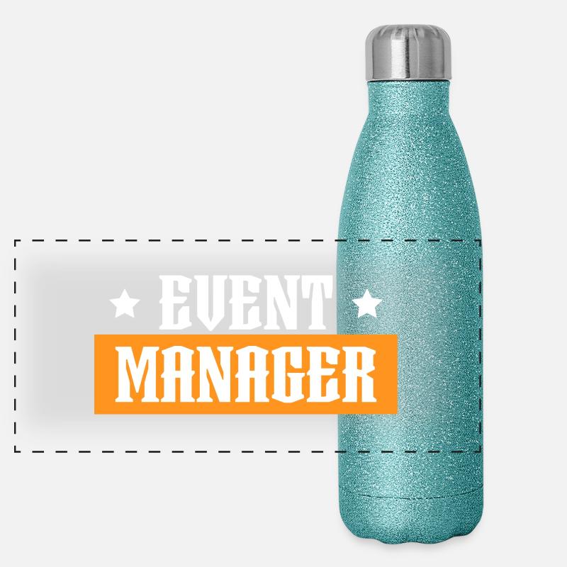 Event Manager orange tshirt schwarz Panorama Glitzer Isolierflasche 500 ml