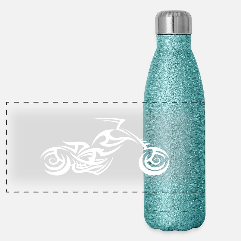 Tribal Tattoo Motorcycle Panoramic Glitter Thermal Bottle 500 ml