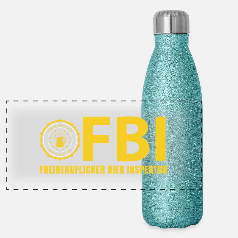 FBI Bier Inspektor Panorama Glitzer Isolierflasche 500 ml