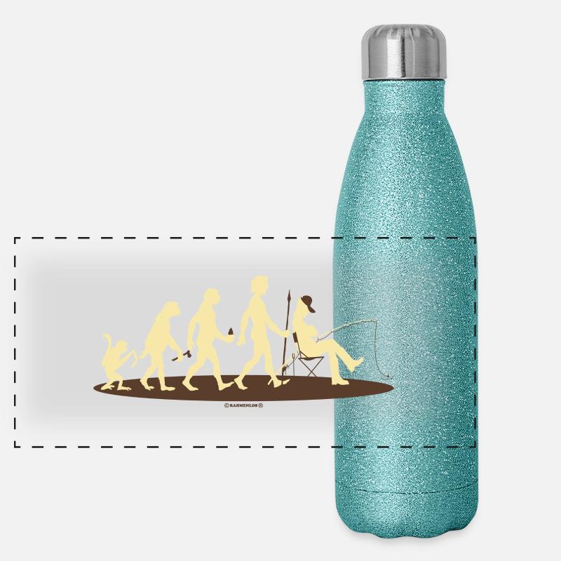 FUN - Evolution Angler - Geschenk - Bestseller Panorama Glitzer Isolierflasche 500 ml