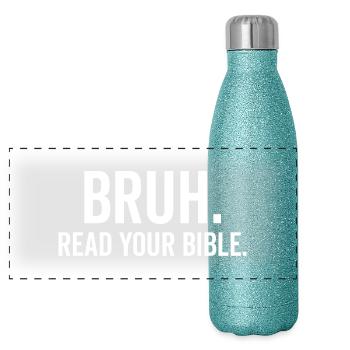 Bruh Lis ta Bible - Gourde isotherme panoramique pailletée 500 ml - paillettes bleues - Devant