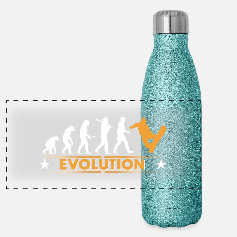 Snowboard Evolution - orange/weiss Panorama Glitzer Isolierflasche 500 ml