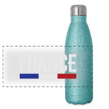 France drapeau bleu blanc rouge B - Gourde isotherme panoramique pailletée 500 ml - paillettes bleues - Devant