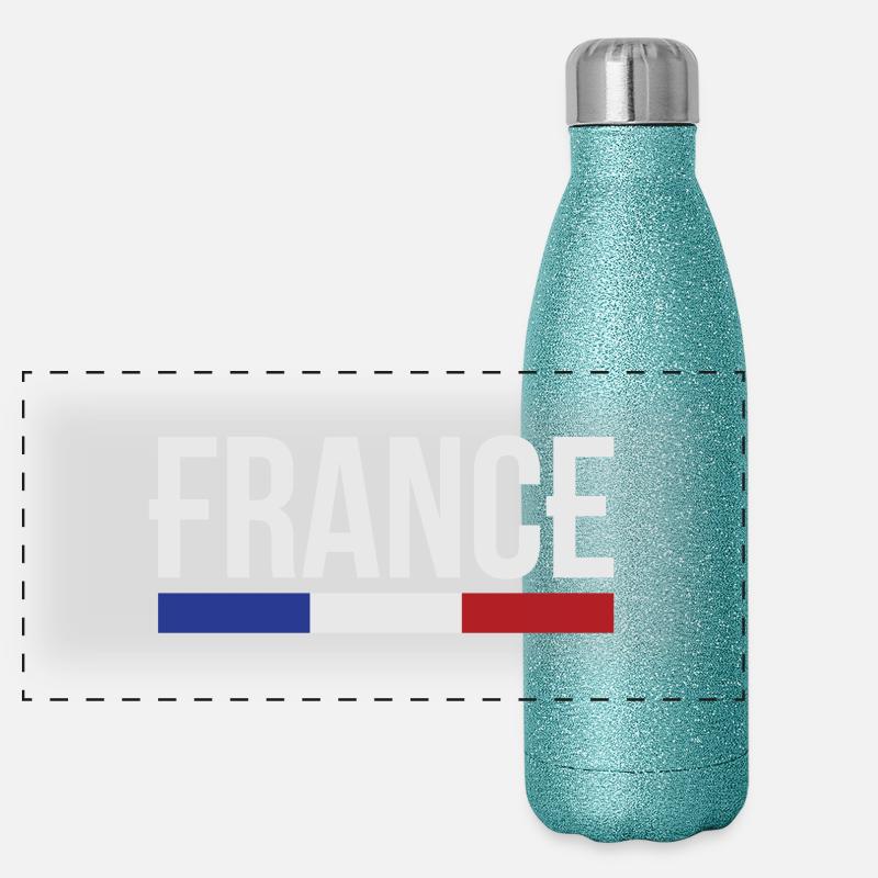 France drapeau bleu blanc rouge B Gourde isotherme panoramique pailletée 500 ml