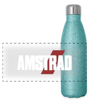 Logo Amstrad Classique – Style Vintage 03 - Gourde isotherme panoramique pailletée 500 ml - paillettes bleues - Devant