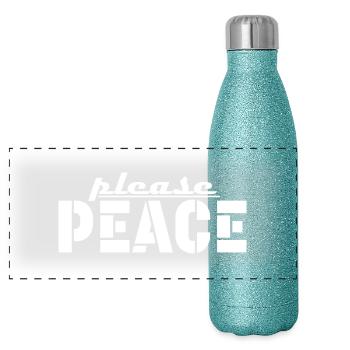 please peace Tshirt white - Panorama Glitzer Isolierflasche 500 ml - Blau Glitzer - Vorne