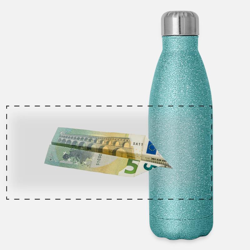 5-Euro-Schein Panorama Glitzer Isolierflasche 500 ml