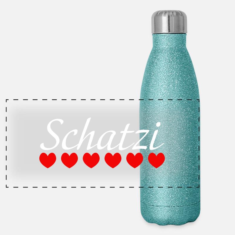 Herzchen Schatzi white Panorama Glitzer Isolierflasche 500 ml