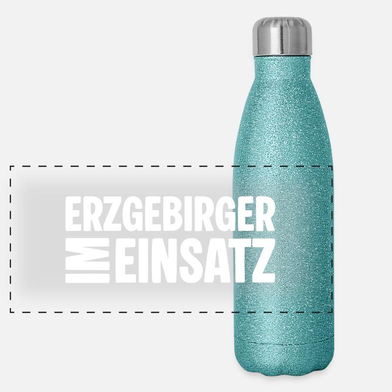 Erzgebirger im Einsatz Panorama Glitzer Isolierflasche 500 ml