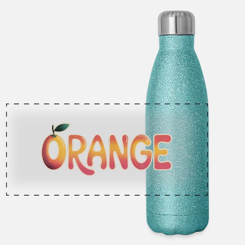 Orange - Logo de dessin animé cool Gourde isotherme panoramique pailletée 500 ml