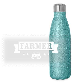Farmer Badge - Gourde isotherme panoramique pailletée 500 ml - paillettes bleues - Devant