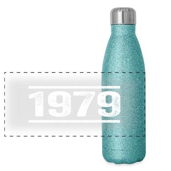 1979 Retro 1979 Birthday 1979 Vintage 1979 - Panoramic Glitter Thermal Bottle 500 ml - blue glitter - Front