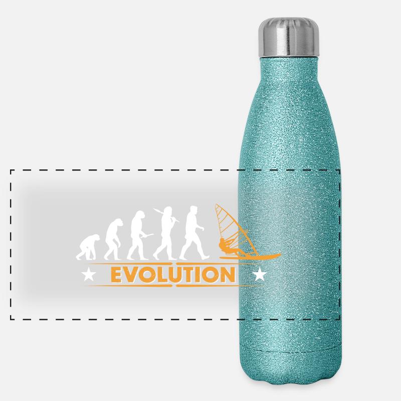 Windsurfen Evolution - orange/weiss Panorama Glitzer Isolierflasche 500 ml