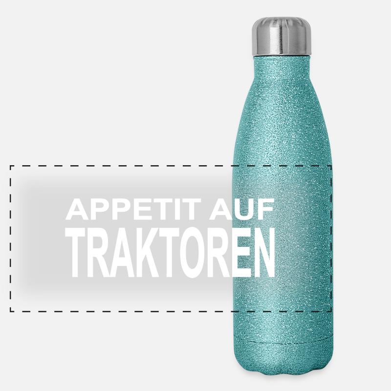Traktor - Panorama Glitzer Isolierflasche 500 ml - Blau Glitzer