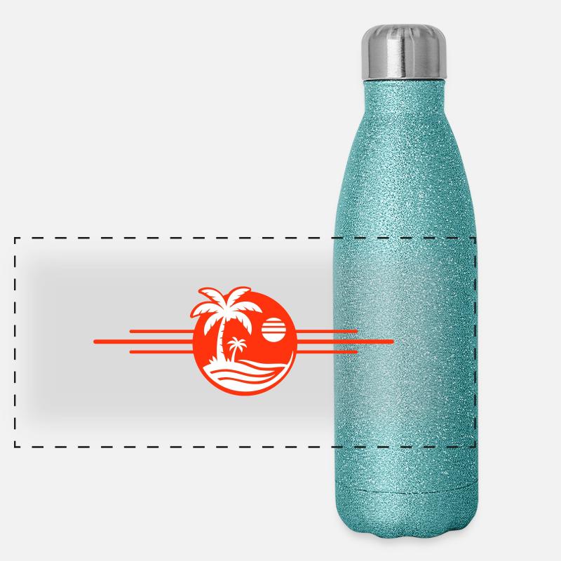 Strand Palmen Meer Panorama Glitzer Isolierflasche 500 ml