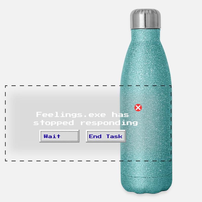 Feelings.exe Has Stopped Responding – Glitched Sad Panoramic Glitter Thermal Bottle 500 ml