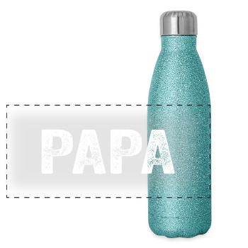 Dad Dad Dad Gift - Panoramic Glitter Thermal Bottle 500 ml - blue glitter - Front