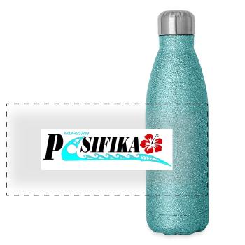 Tamarii PASIFIKA - Gourde isotherme panoramique pailletée 500 ml - paillettes bleues - Devant