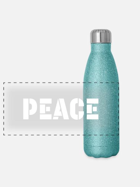 peace Tshirt white - Panorama Glitzer Isolierflasche 500 ml - Blau Glitzer