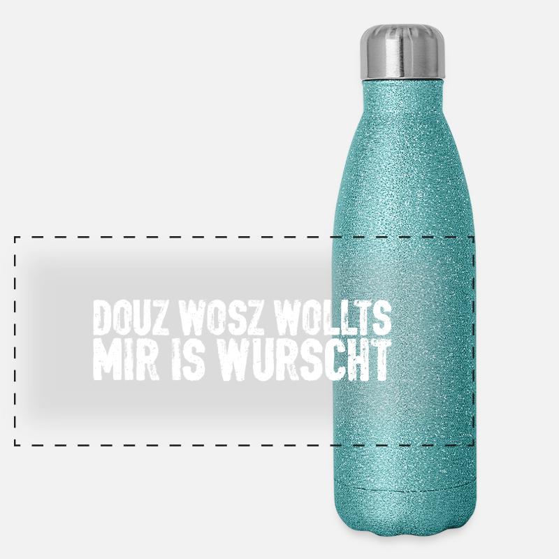 Bayer douz wosz wollts - Panorama Glitzer Isolierflasche 500 ml - Blau Glitzer