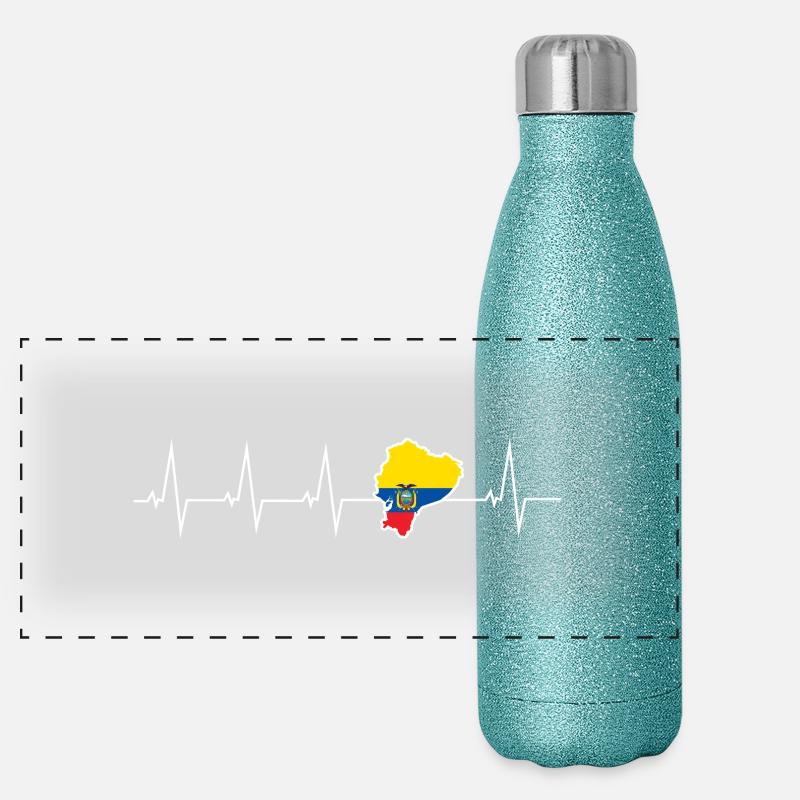 Ich liebe Ecuador - Herzschlag Panorama Glitzer Isolierflasche 500 ml