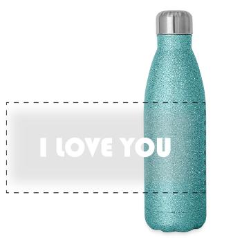 GRANNY. MOTHERS' DAY. HAPPY DAY GRANNY. I LOVE YOU - Panoramic Glitter Thermal Bottle 500 ml - blue glitter - Front