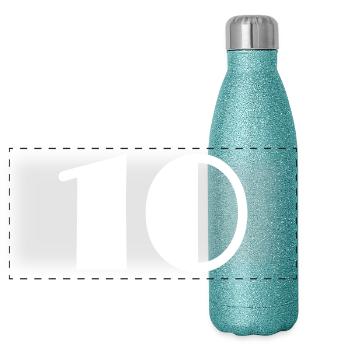 10. 10 ANS. 10e ANNIVERSAIRE. ANNIVERSAIRE 10 ANS. - Gourde isotherme panoramique pailletée 500 ml - paillettes bleues - Devant