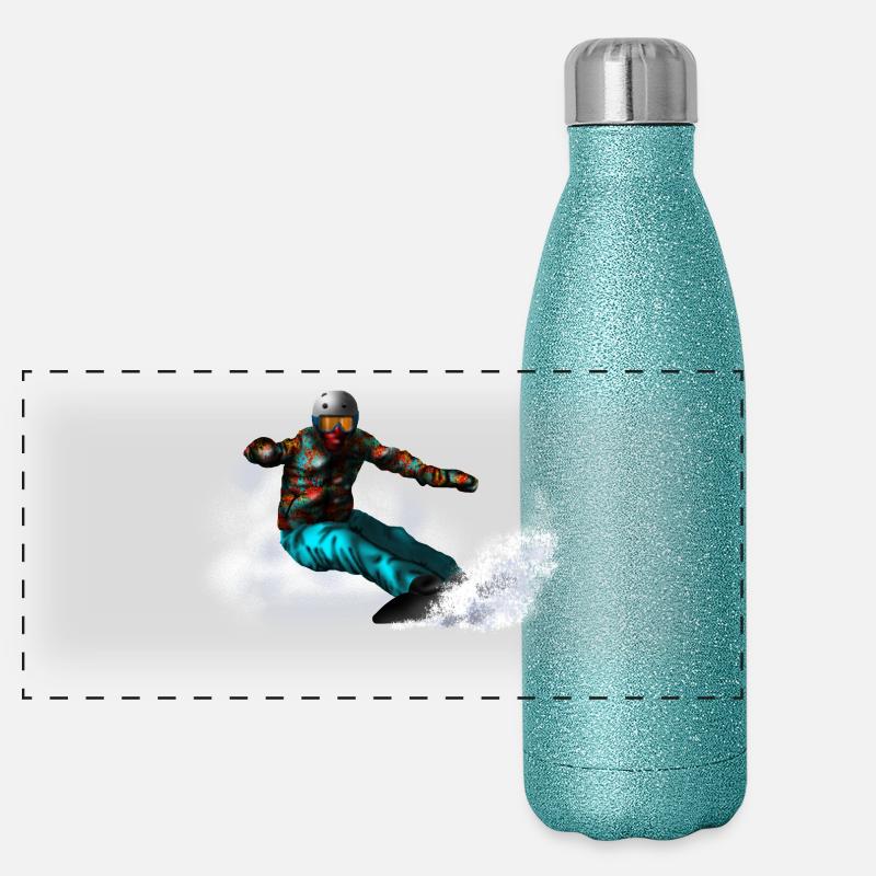 Snowboarding Panorama Glitzer Isolierflasche 500 ml