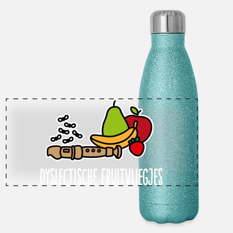 Dyslexic fruit flies dyslexia recorder Panoramic Glitter Thermal Bottle 500 ml