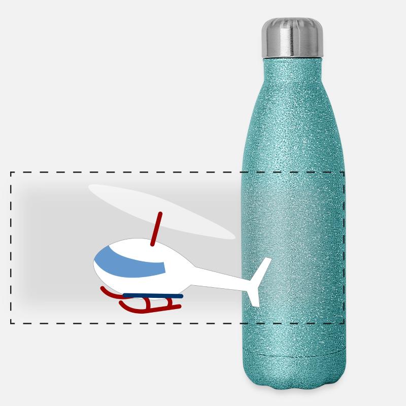 Weißer Hubschrauber / Helicopter Panorama Glitzer Isolierflasche 500 ml