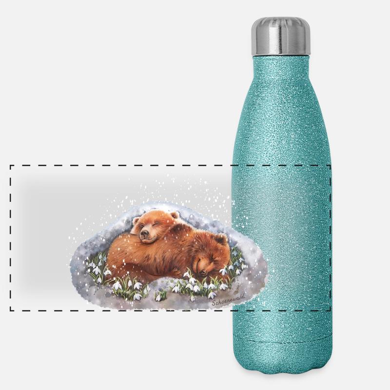 Süße Bären Panorama Glitzer Isolierflasche 500 ml