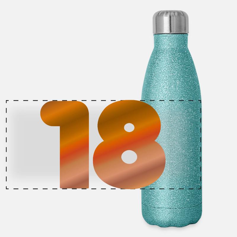 geburtstagsgeschenk 18, bege töne Panorama Glitzer Isolierflasche 500 ml