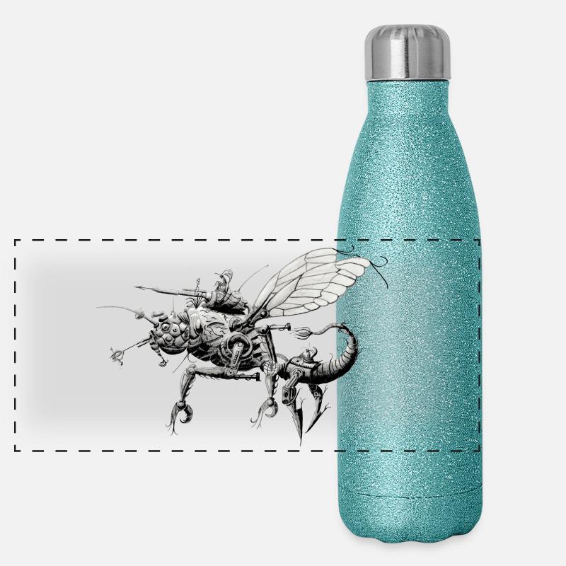 Roboter-Insekt Panorama Glitzer Isolierflasche 500 ml