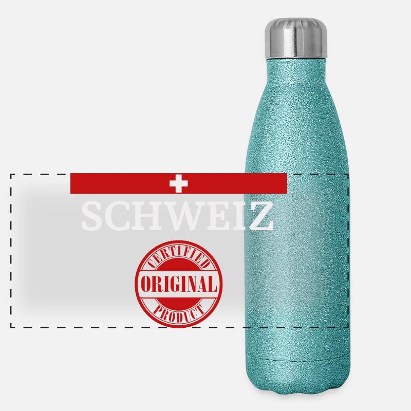 Flagge der Schweiz, Schweizer Stolz Panorama Glitzer Isolierflasche 500 ml