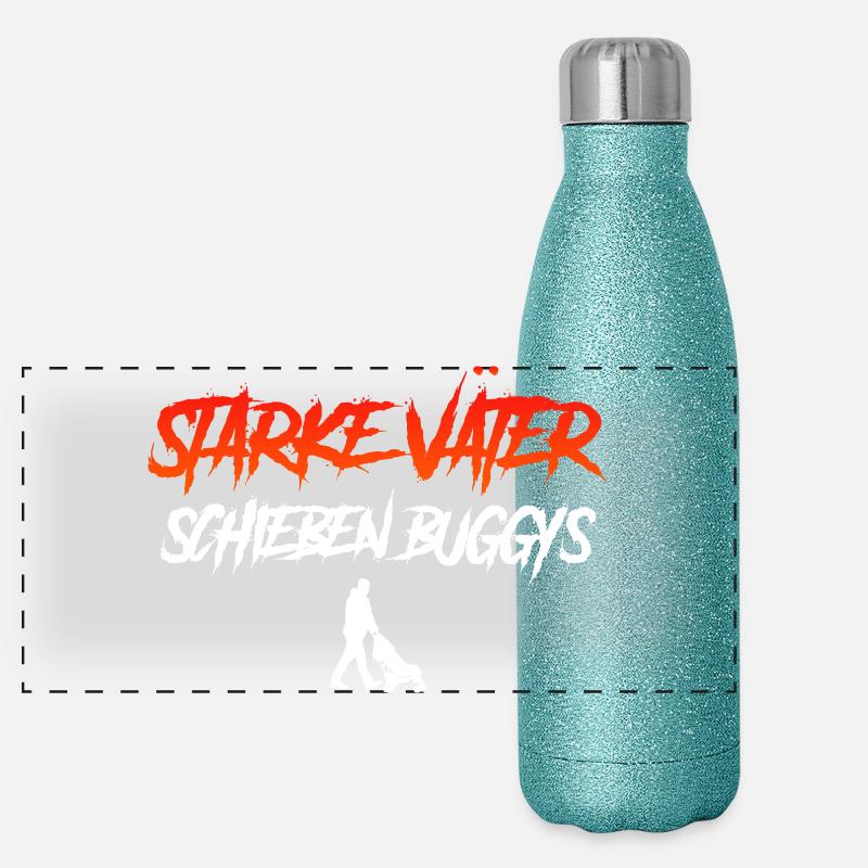 Vaterschaft STARKE MÄNNER SCHIEBEN BUGGYS Panorama Glitzer Isolierflasche 500 ml