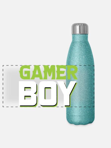 Gamer Boy - Panorama Glitzer Isolierflasche 500 ml - Blau Glitzer