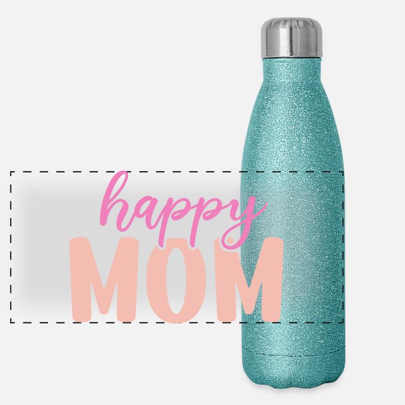 Glückliche Mama Panorama Glitzer Isolierflasche 500 ml