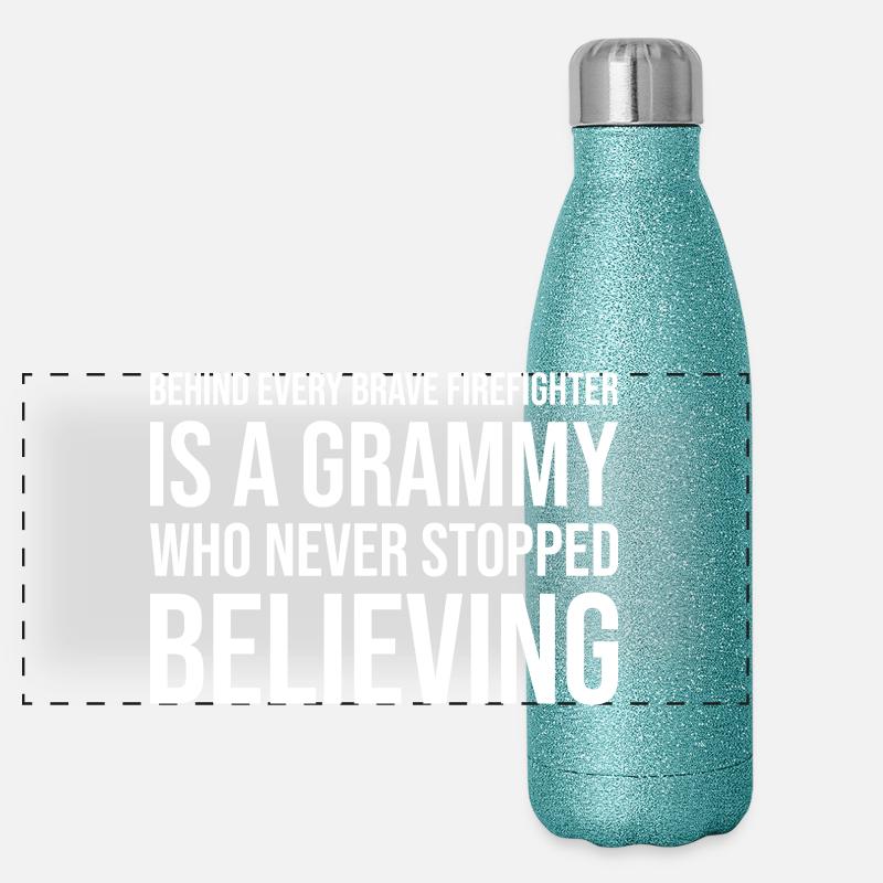 Hinter jedem mutigen Feuerwehrmann steht ein Grammy Panorama Glitzer Isolierflasche 500 ml