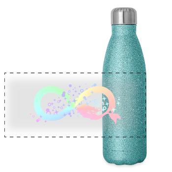 Meerjungfrau mermaid Infinty Unendlichkeit endlos - Panorama Glitzer Isolierflasche 500 ml - Blau Glitzer - Vorne
