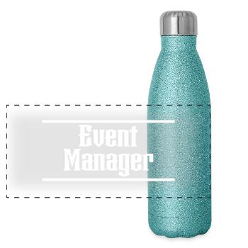 Blanc Design Event Manager - Gourde isotherme panoramique pailletée 500 ml - paillettes bleues - Devant