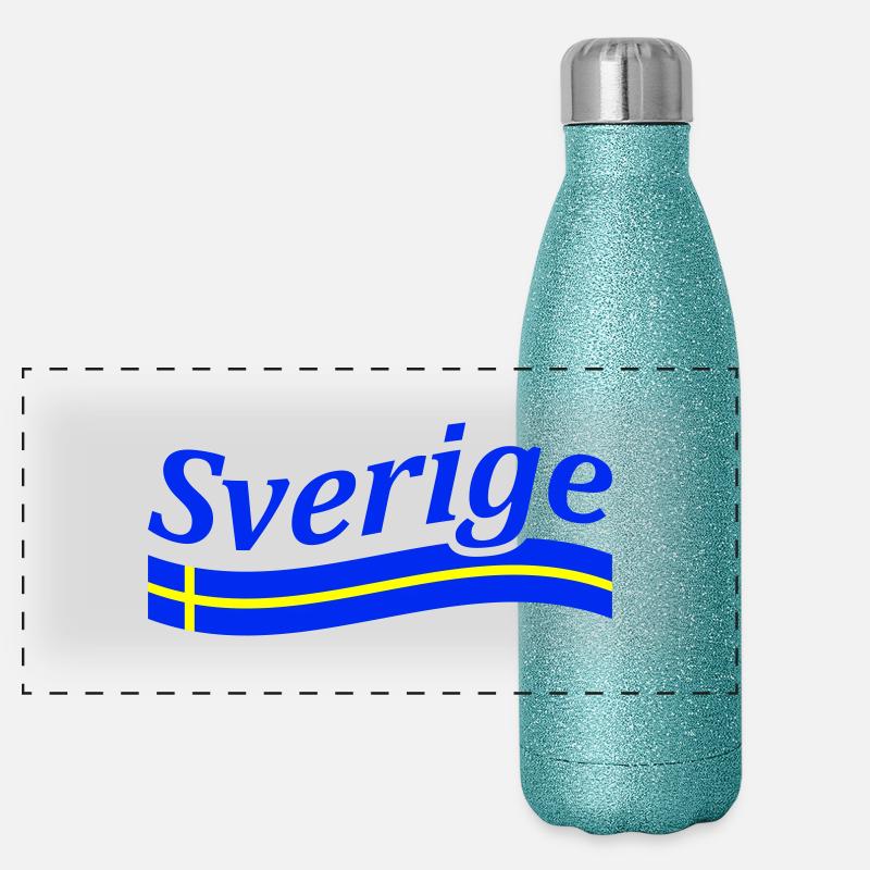 Drapeau de la Suède Gourde isotherme panoramique pailletée 500 ml