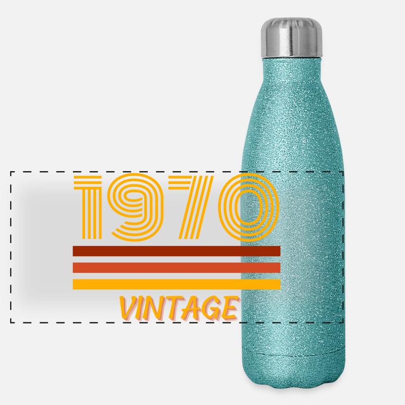 1970, vintage, année de naissance Gourde isotherme panoramique pailletée 500 ml
