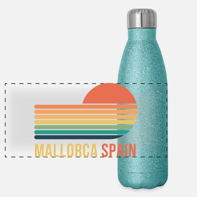 Mallorca Panorama Glitzer Isolierflasche 500 ml