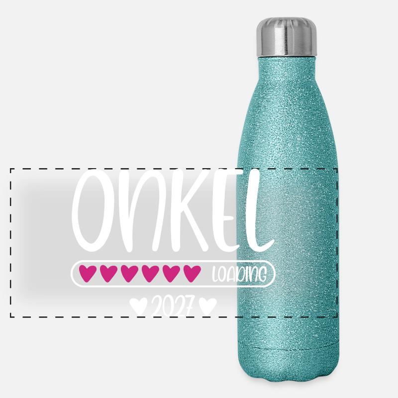 Onkel 2027 loading mit Herzchen Ladebalken Panorama Glitzer Isolierflasche 500 ml