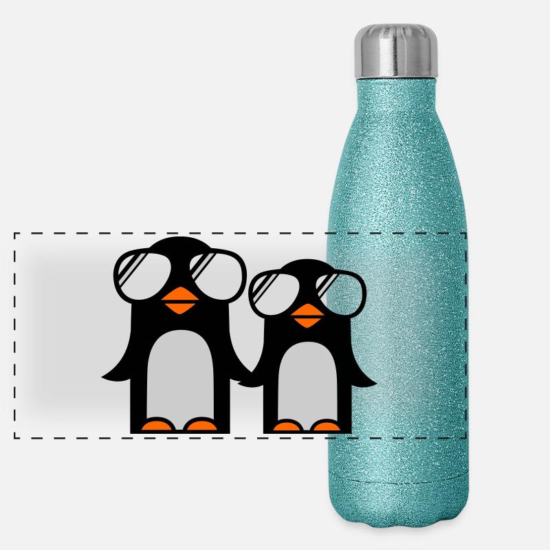 funky penguins Panoramic Glitter Thermal Bottle 500 ml