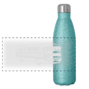 Ikarus 55 Bus Omnibus - Panorama Glitzer Isolierflasche 500 ml - Blau Glitzer - Vorne