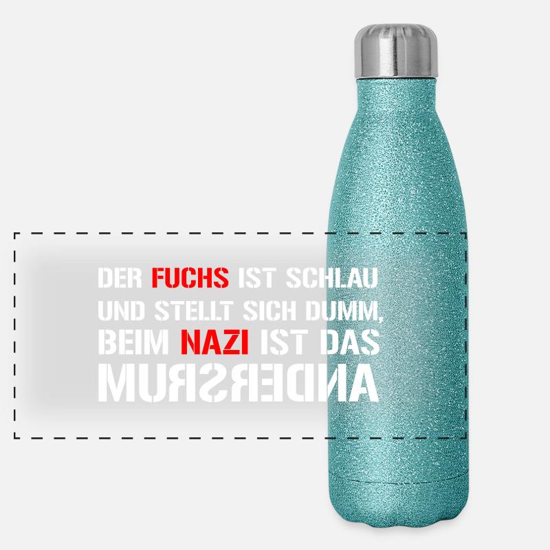 Fuchs und Nazi - Antifa Panorama Glitzer Isolierflasche 500 ml