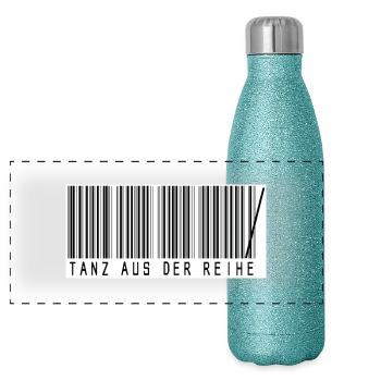 Tanz aus der Reihe (schwarz-weiß Druck) - Panorama Glitzer Isolierflasche 500 ml - Blau Glitzer - Vorne
